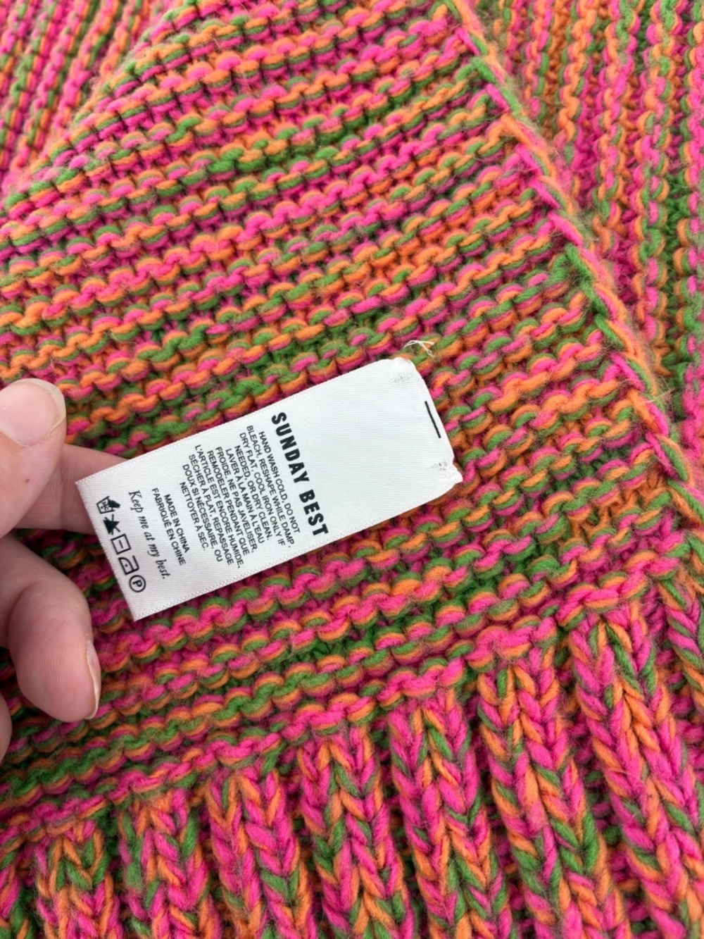 Sunday Best Pink, Green, and Yellow Knit Scarf - Picture 4 of 7